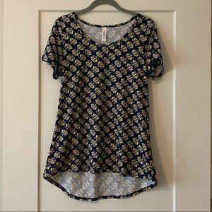 LuLaRoe Irma Top Blue and Cream Size S